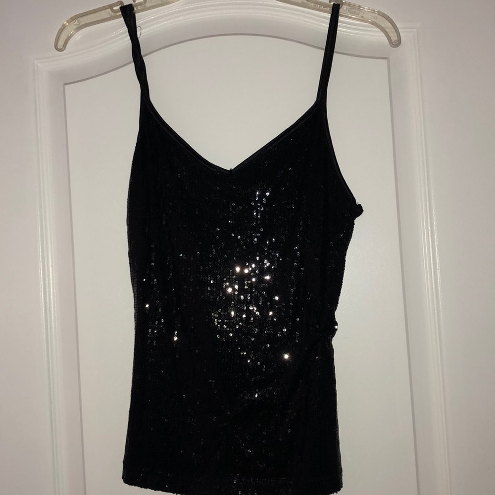 Sequin tank top in black